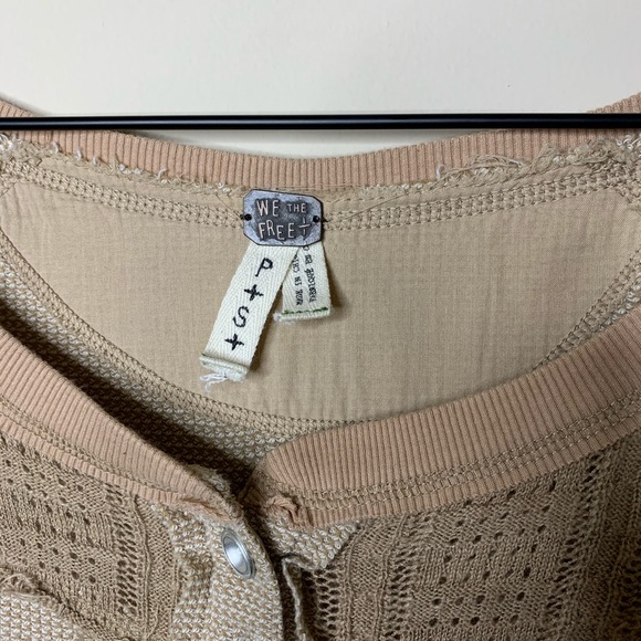 We The Free Tan Thermal Lace Detail Henley Size S - Picture 5 of 7